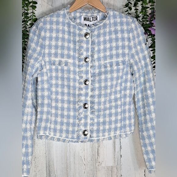 NWT Walter Baker Callista Jacket in Nautical Tweed Blue - Picture 12 of 13